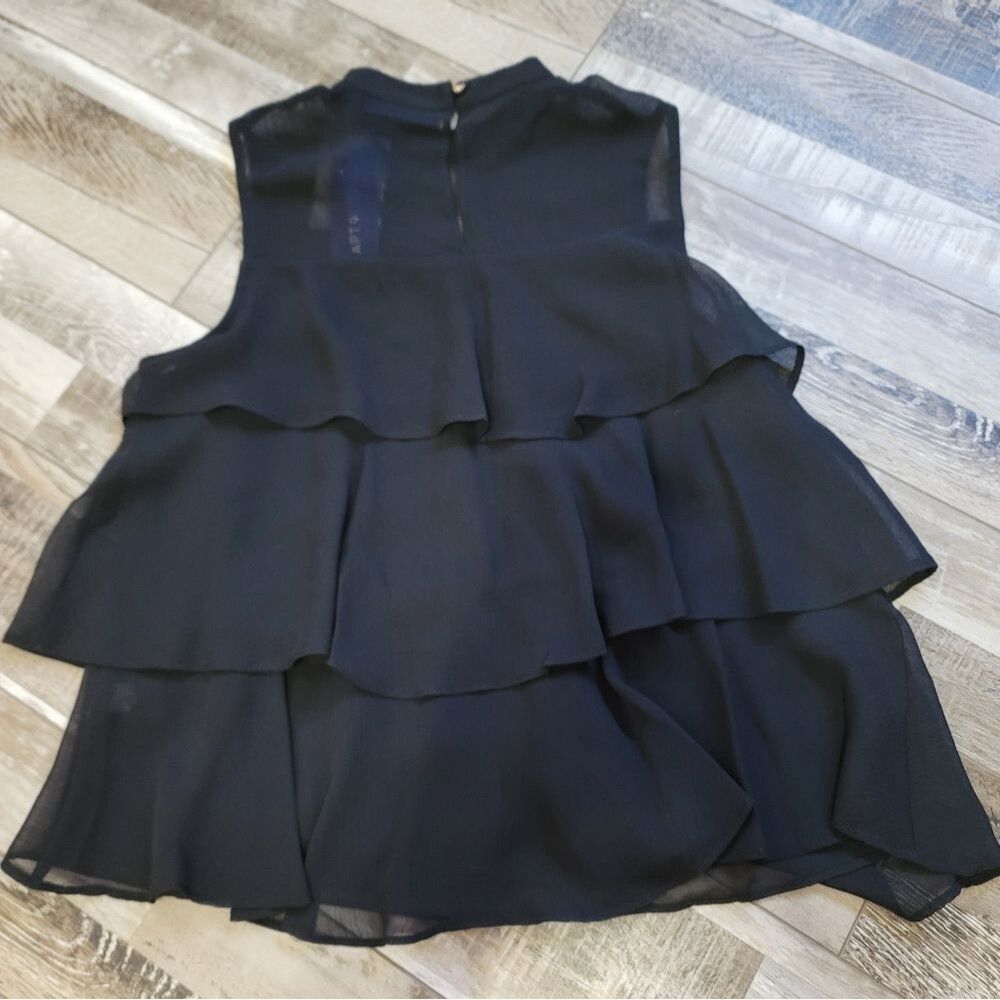 New Apt. 9 Black Sheer Tiered Ruffle Top Size XS - Picture 4 of 6